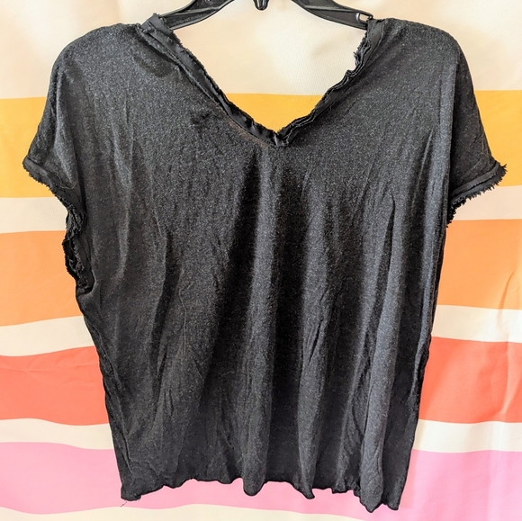 Allsaints Dita Top Marled Black Raw Edge Angora Grunge Witchy Whimsigoth Goth 4 - Picture 2 of 16